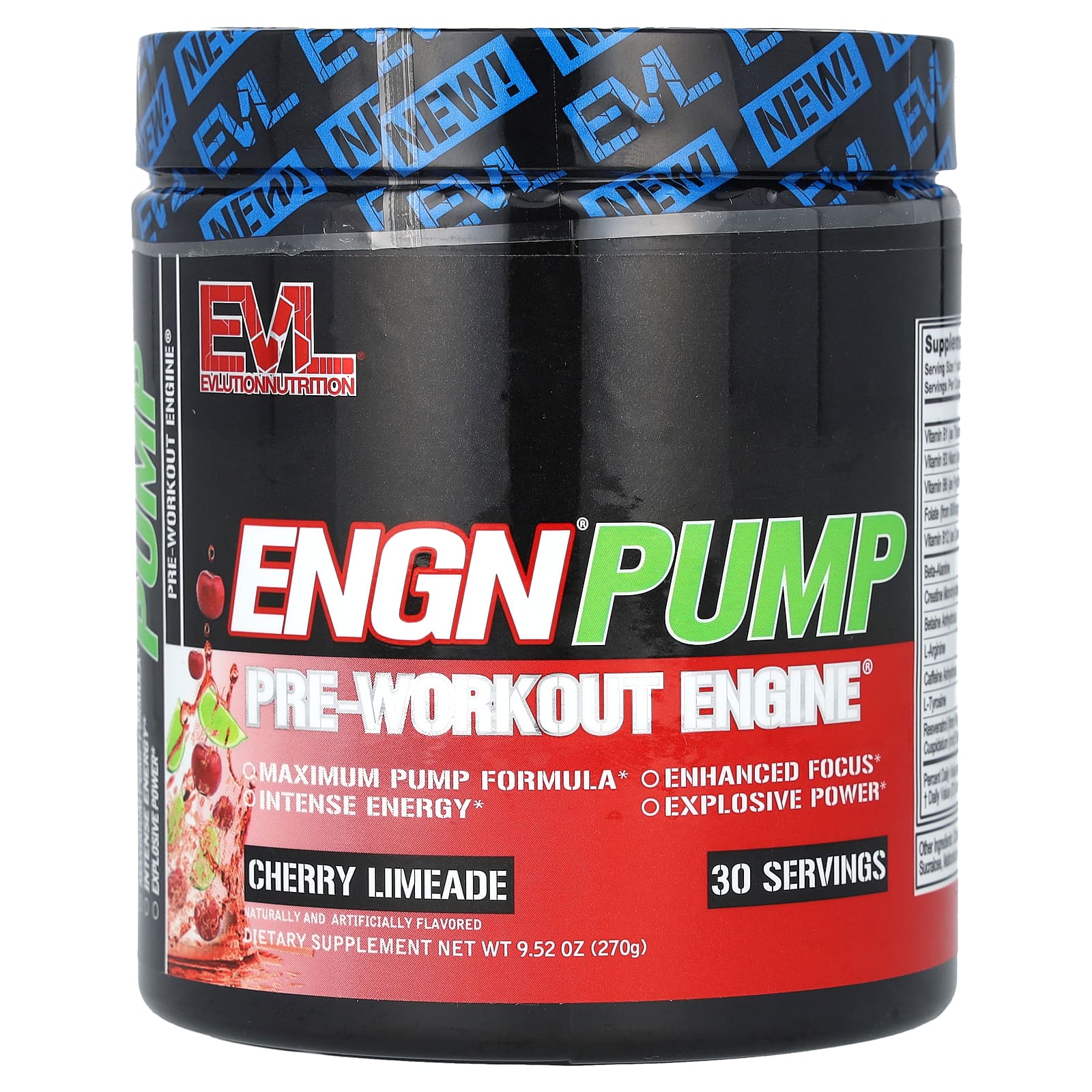 EVLution Nutrition Enrn Pump предтренировочный комплекс со вкусом вишневого лаймада 270 г 952 унции 2990₽