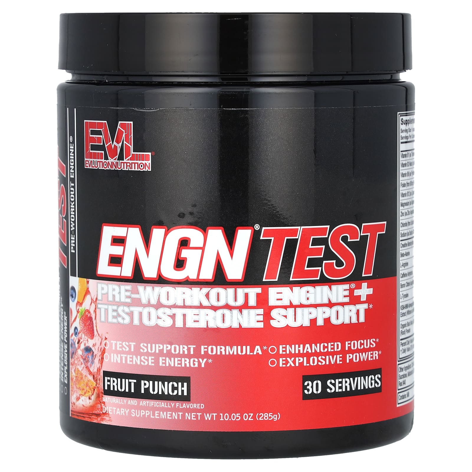 EVLution Nutrition ENGN TEST предтренировочная добавка с поддержкой уровня тестостерона со вкусом фруктового пунша 285 г 1005 унции 3090₽