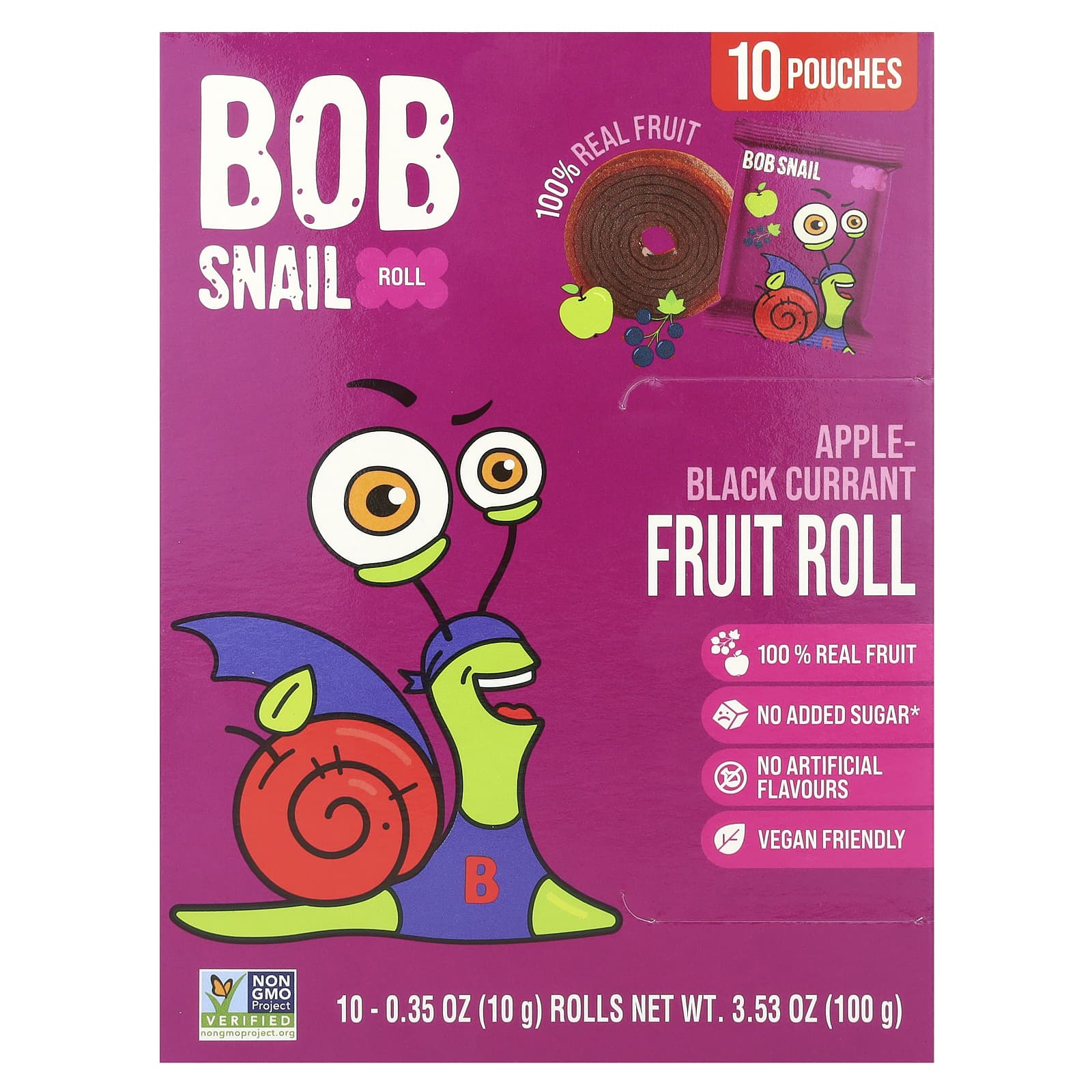 Bob Snail Fruit Rolls яблоко и черная смородина 10 пакетиков по 10 г 035 унции 1490₽