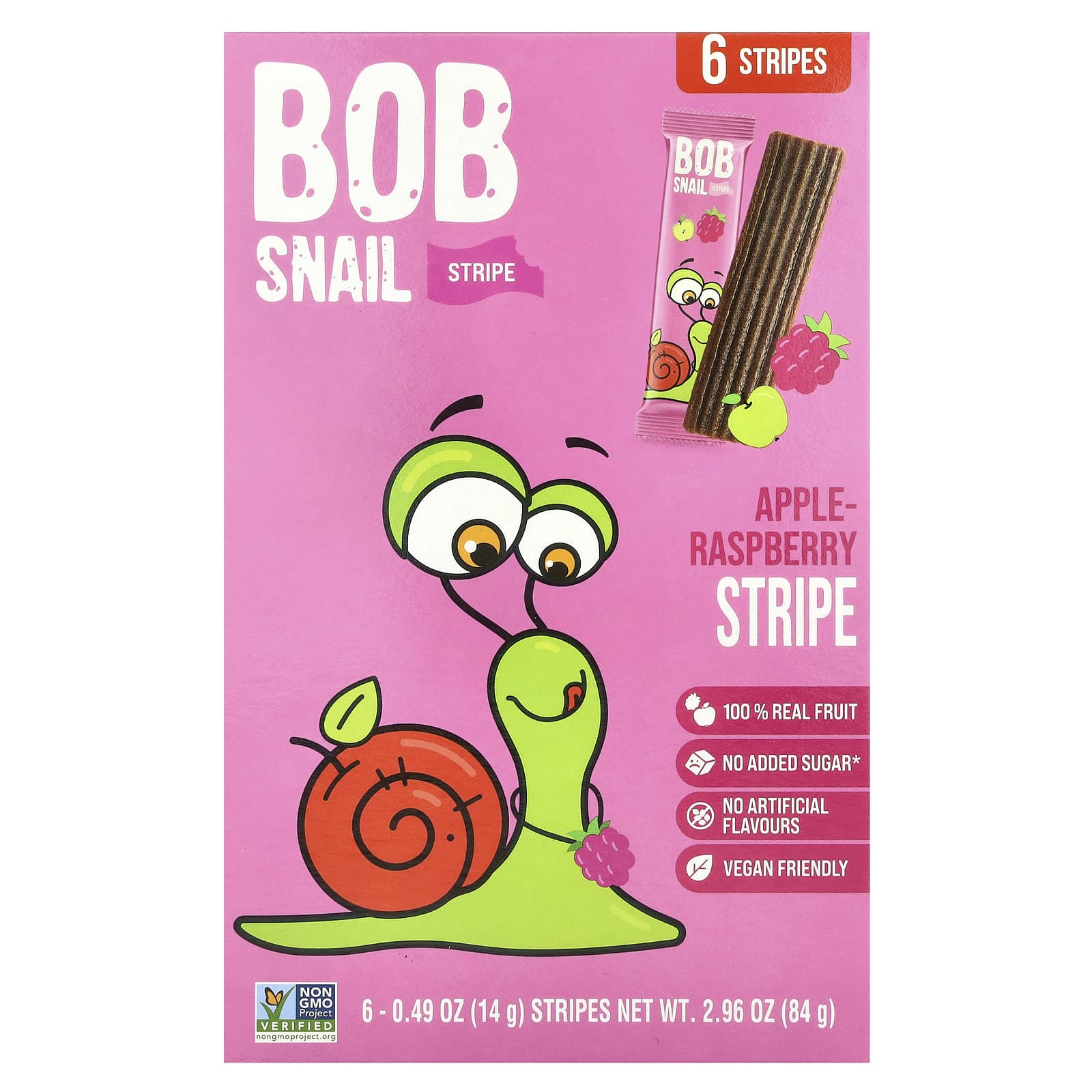 Bob Snail Fruit Stripe яблоко и малина 6 шт 14 г 049 унции 1490₽