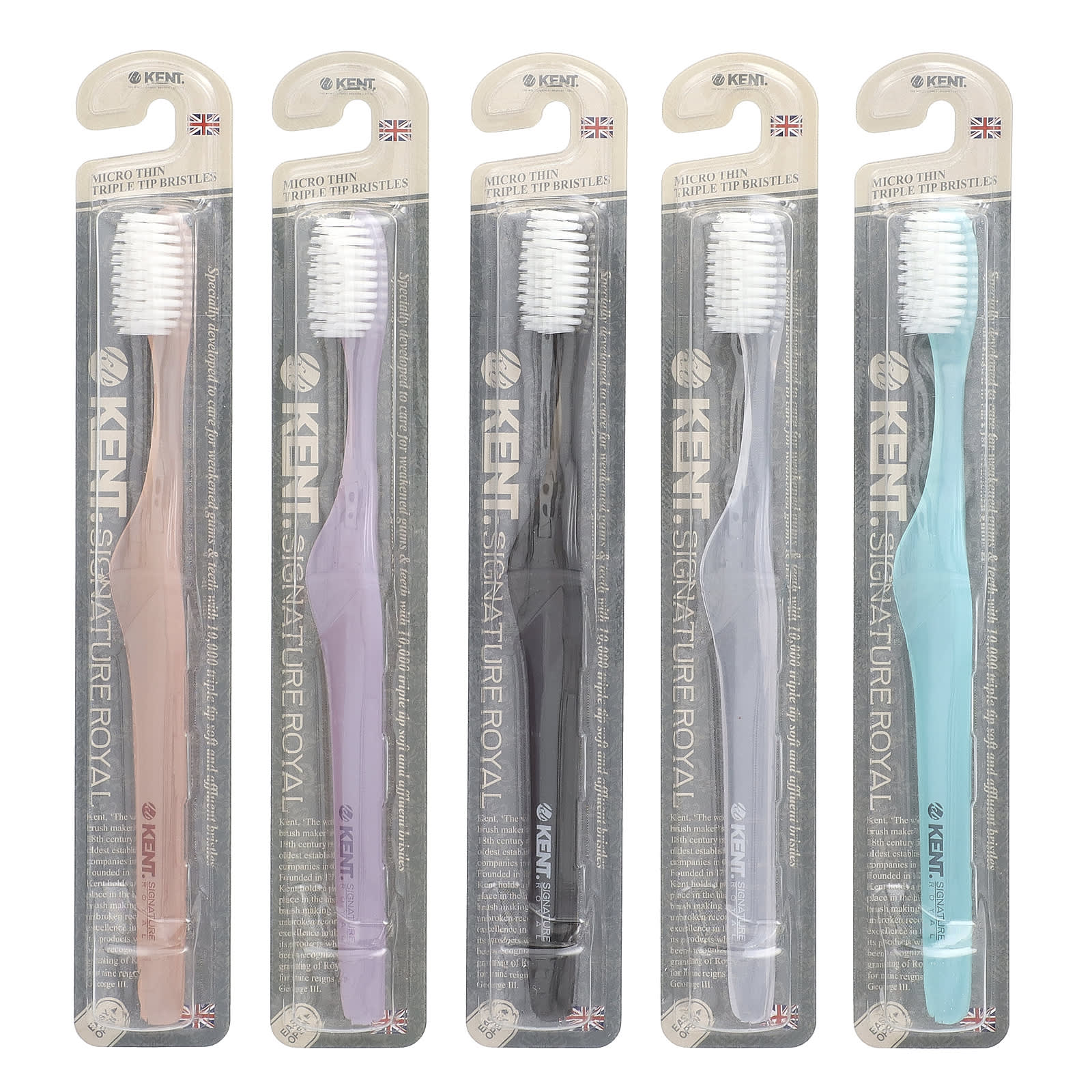 Kent, Signature Royal, White Series, ультрамягкая зубная щетка, 5 упаковок