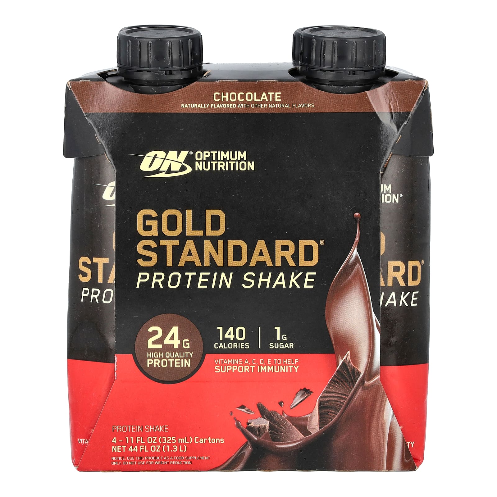 Optimum Nutrition Gold Standard Protein Shake протеиновый коктейль шоколадный вкус 4 упаковки по 325 мл 11 жидк унций 2090₽