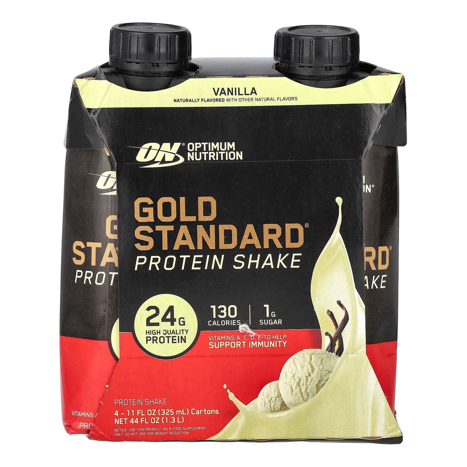 Optimum Nutrition протеиновый коктейль Gold Standard со вкусом ванили 4 упаковки по 325 мл 11 жидк унций 2090₽