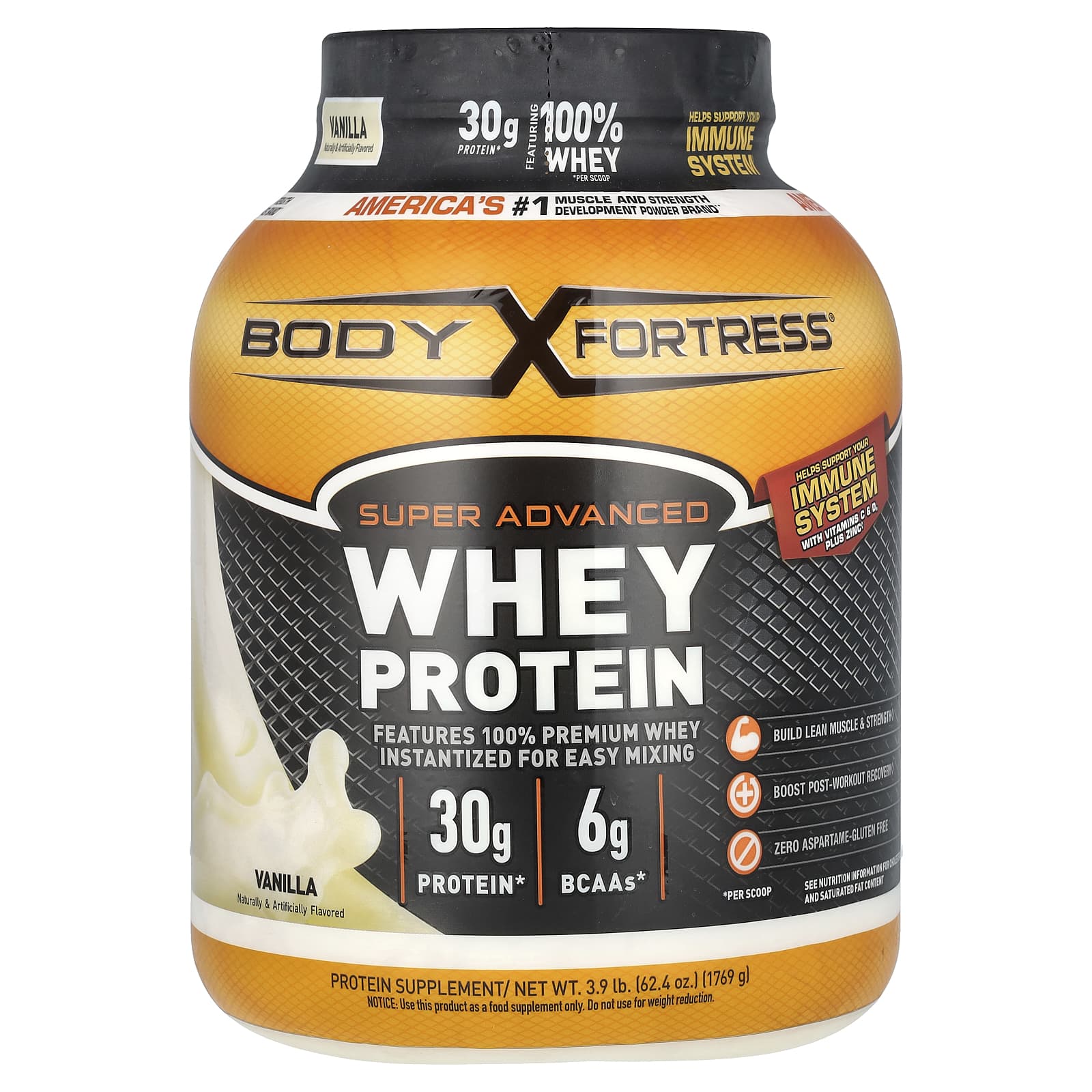 Body Fortress Super Advanced Whey Protein улучшенный сывороточный протеин со вкусом ванили 1769 г 39 фунта 11790₽