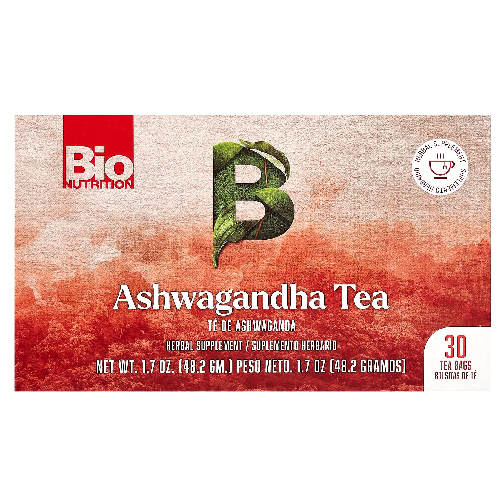 Bio Nutrition чай с ашвагандой без кофеина 30 чайных пакетиков 482 г 17 унции 2390₽