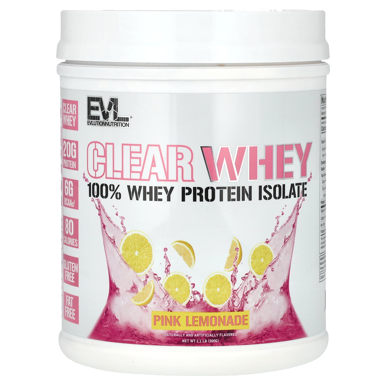 EVLution Nutrition Clear Whey 100 изолят сывороточного протеина со вкусом розового лимонада 500 г 11 фунта 5090₽