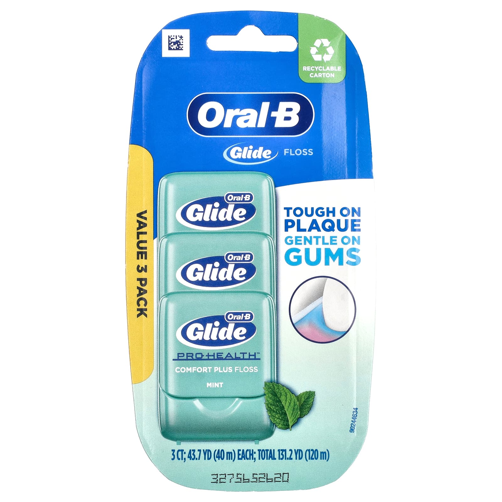 Oral-B Glide Pro-Health зубная нить Comfort Plus мятный вкус 3 тюбика по 40 м 437 ярда 2990₽