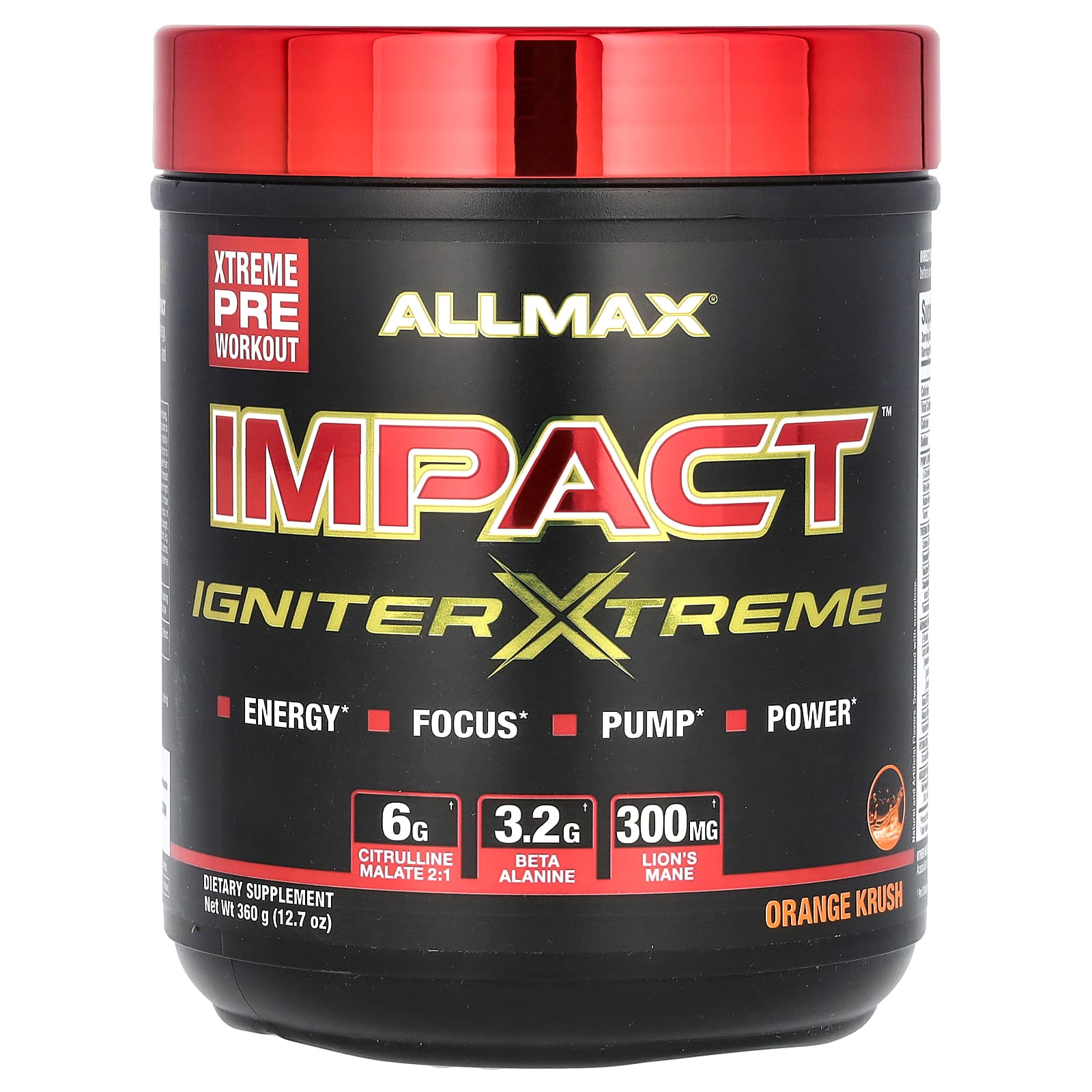ALLMAX IMPACT IGNITER XTREME перед тренировкой апельсиновый круш 360 г 127 унции 6490₽