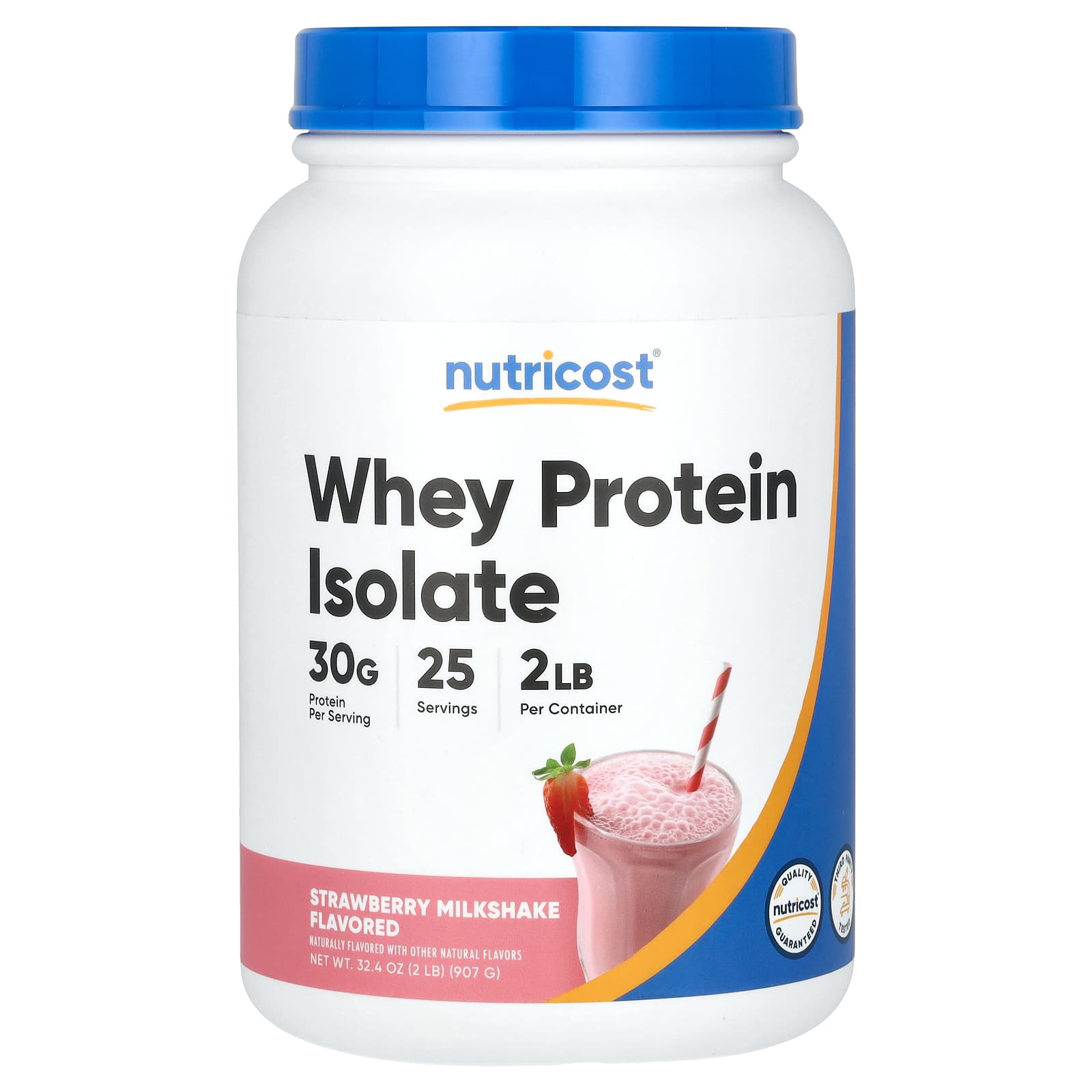 Nutricost изолят сывороточного протеина со вкусом клубничного молочного коктейля 907 г 2 фунта 7990₽