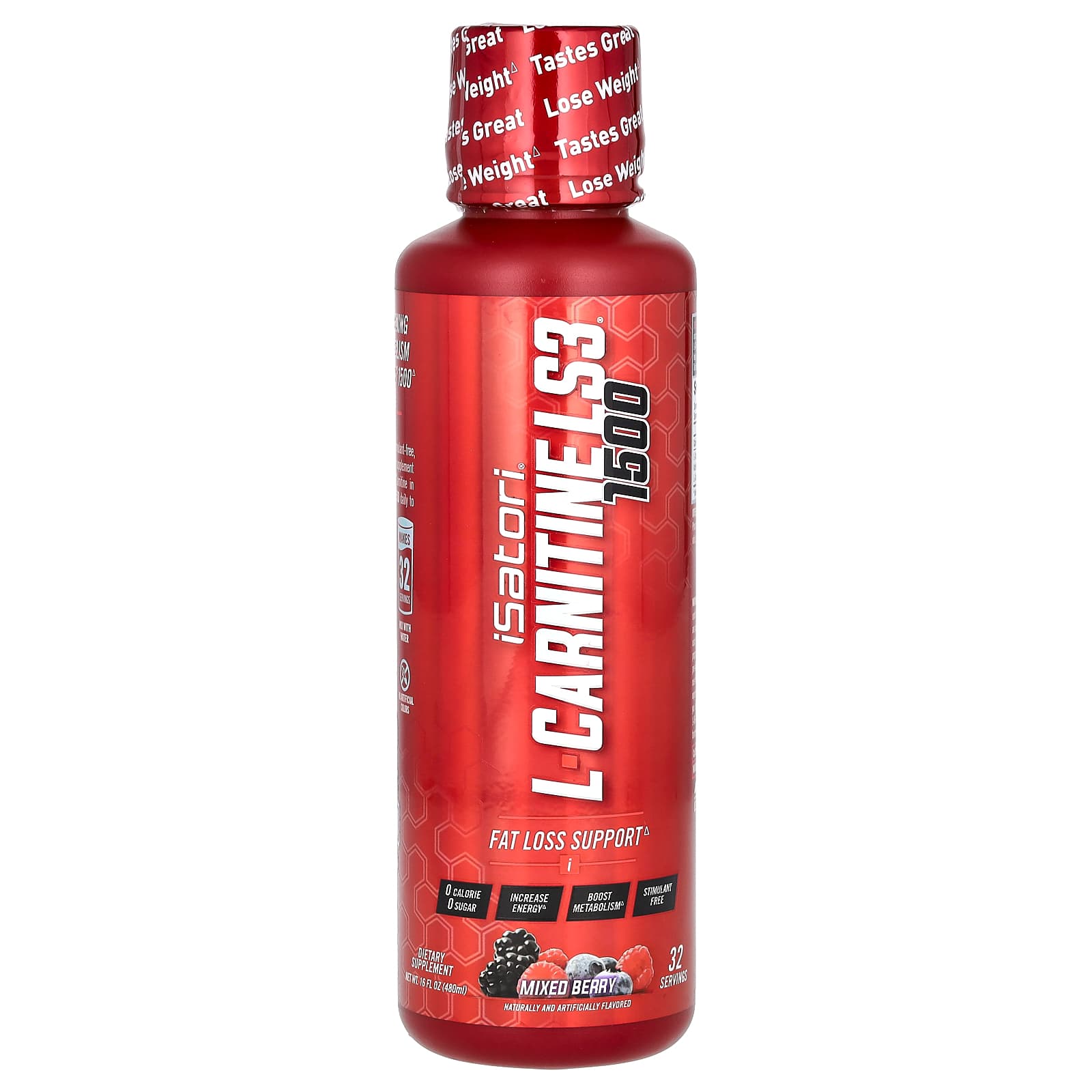 Isatori, L-карнитин LS3 1500, ягодное ассорти, 480 мл (16 жидк. унций)