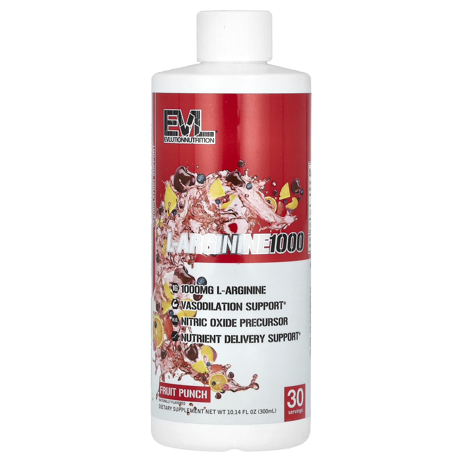 EVLution Nutrition L-аргинин 1000 фруктовый пунш 300 мл 1014 жидк унции 1890₽