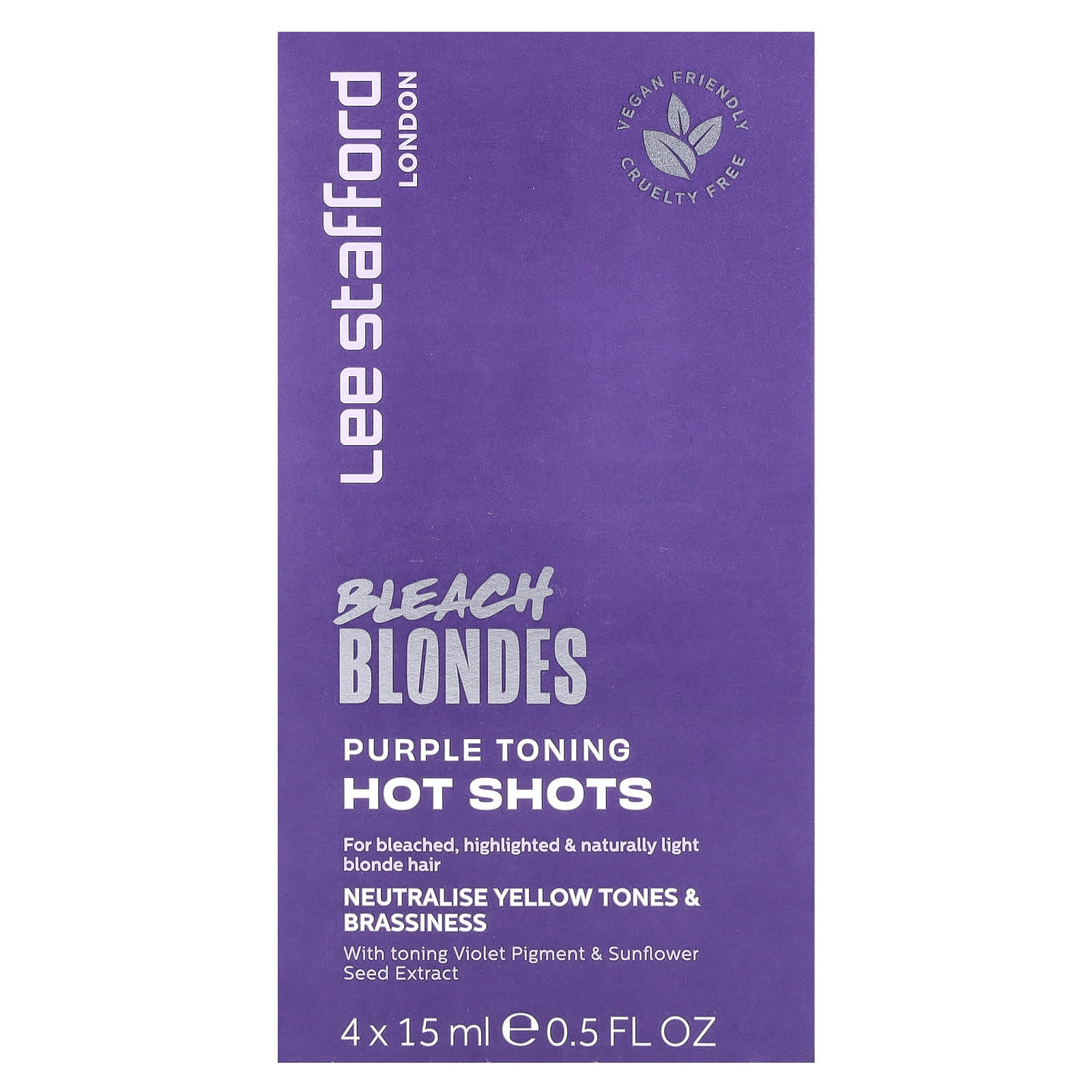 Lee Stafford Bleach Blondes Hot Shot фиолетовый тон 4 пакетика 15 мл 05 жидк унции 1990₽