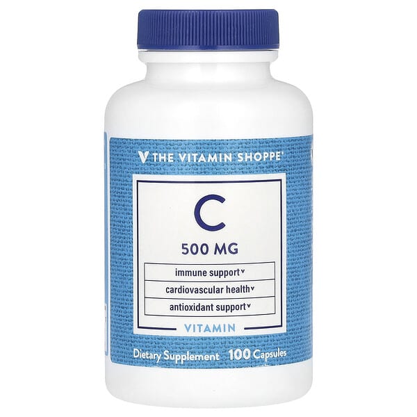 The Vitamin Shoppe, витамин C, 500 мг, 100 капсул