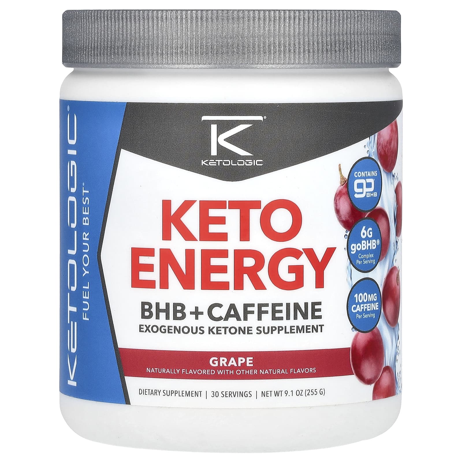 KetoLogic Keto Energy BHB с кофеином со вкусом винограда 255 г 91 унции 6690₽