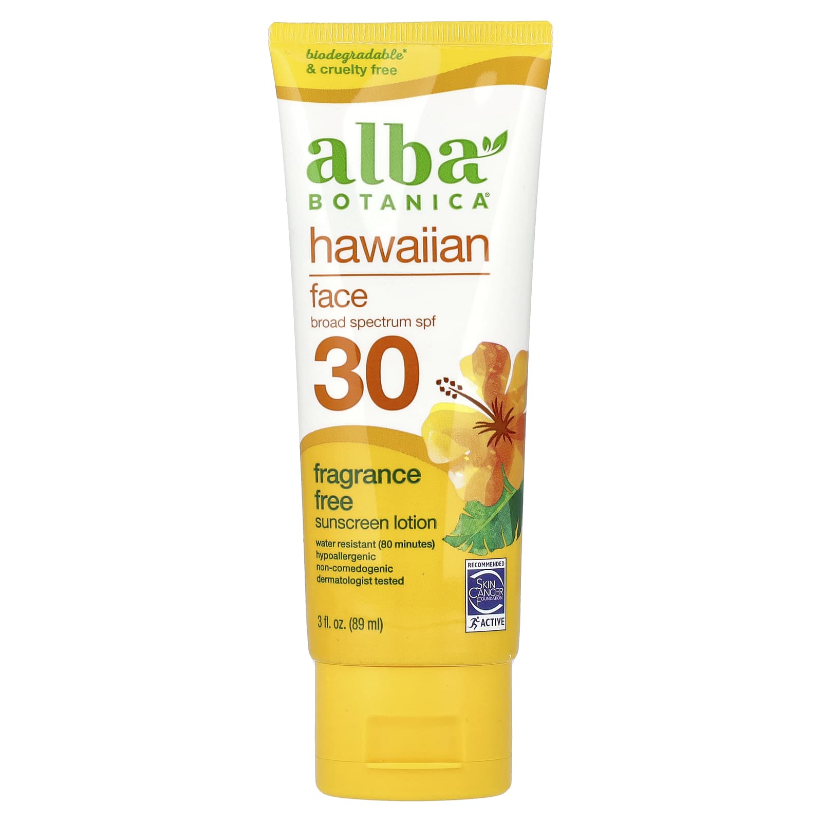 Alba Botanica Hawaiian солнцезащитный лосьон для лица SPF 30 без отдушек 89 мл 3 жидк унции 2190₽
