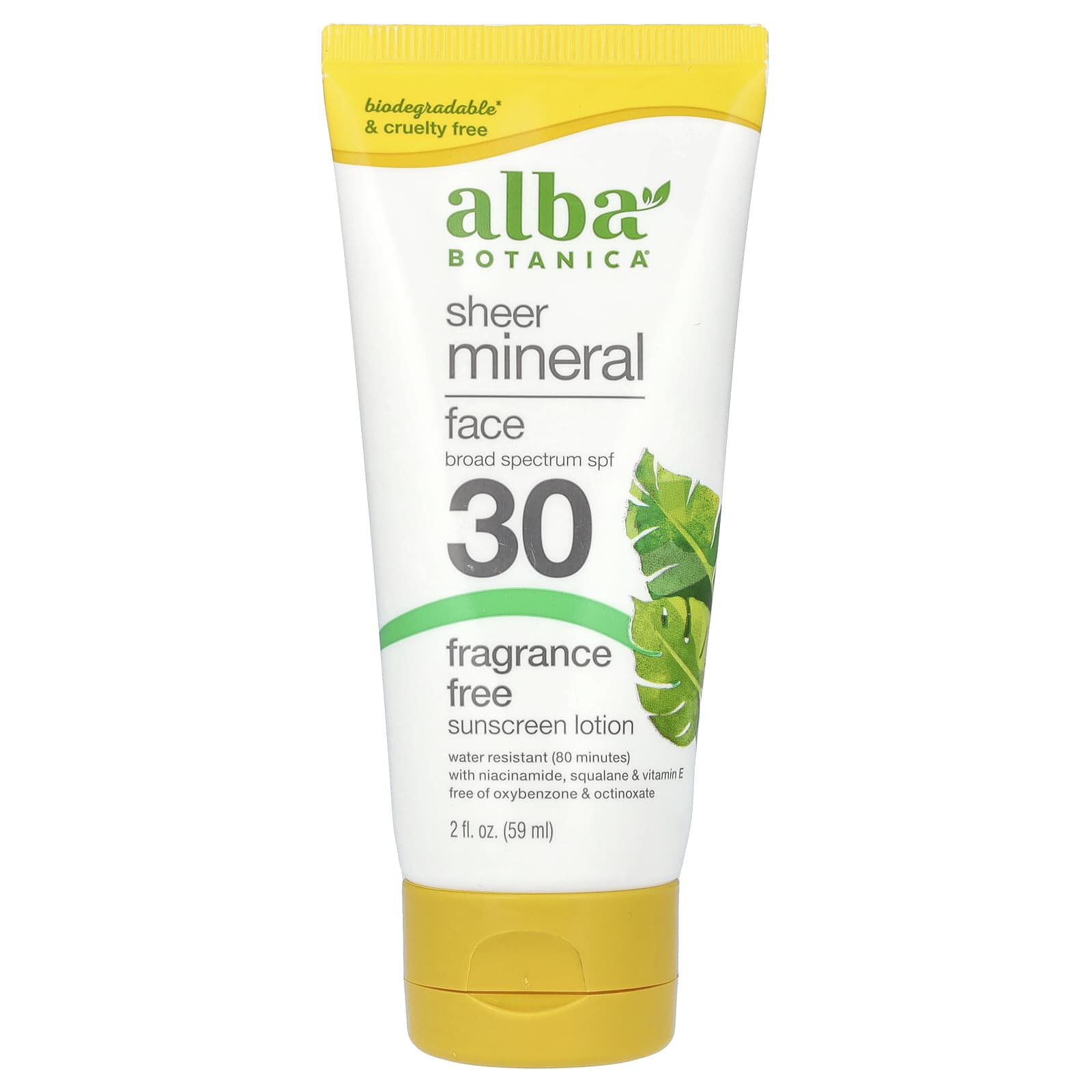 Alba Botanica прозрачный минеральный солнцезащитный лосьон для лица SPF 30 без отдушек 59 мл 2 жидк унции 1890₽