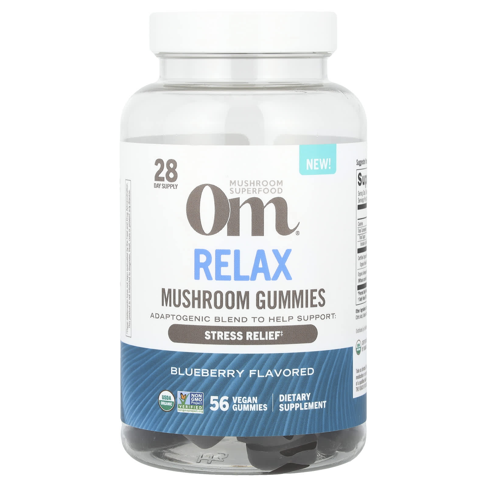 Om Mushrooms Relax жевательные грибные таблетки со вкусом голубики 56 веганских жевательных таблеток 3590₽