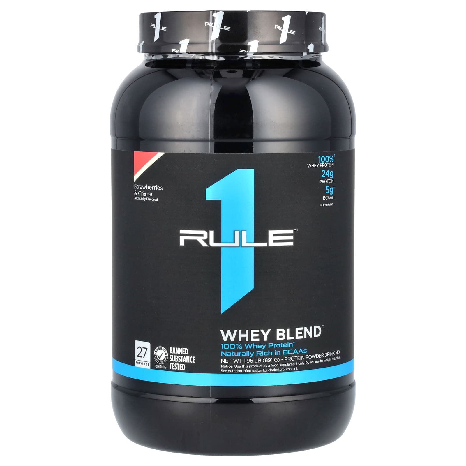 Rule One Proteins Whey Blend протеиновая смесь для приготовления напитка клубника и крем 891 г 196 фунта 5690₽