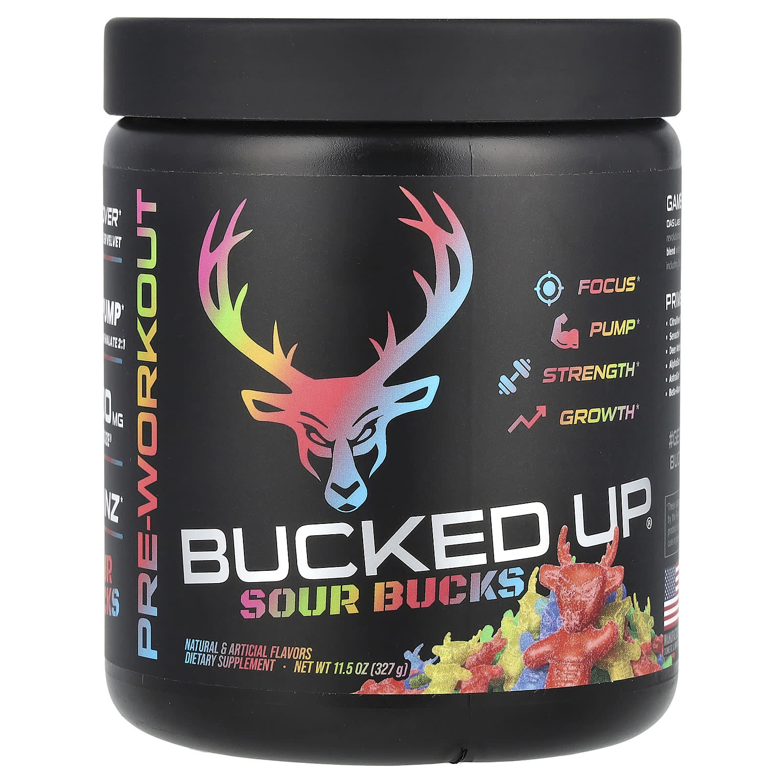 Bucked Up предтренировочный комплекс Sour Bucks кислые жевательные конфеты 327 г 115 унции 8190₽