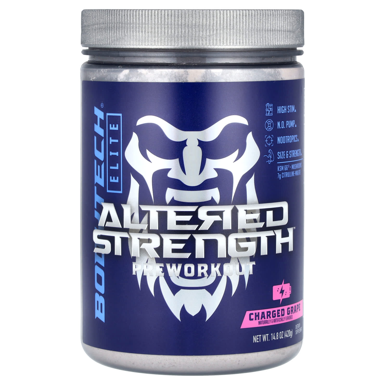 BodyTech Elite Altered Strength предтренировочный комплекс заряженный виноград 420 г 148 унции 9090₽