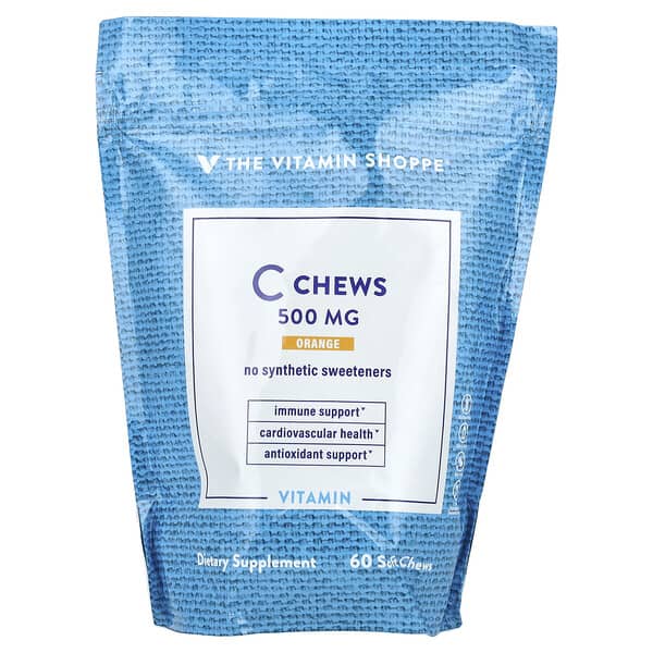 The Vitamin Shoppe, Жевательные таблетки с витамином C, апельсин, 60 жевательных таблеток