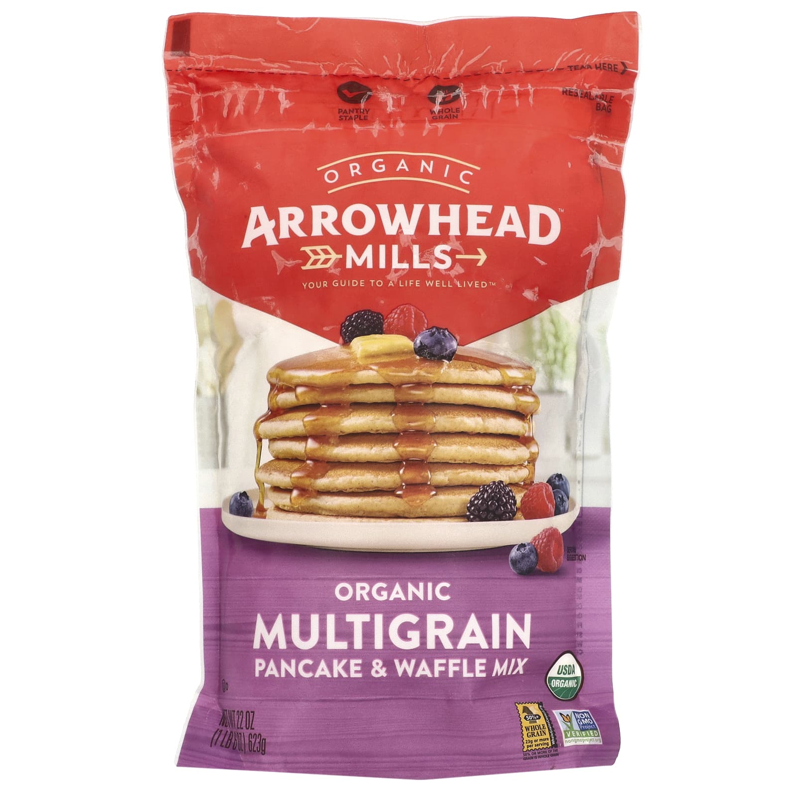 Arrowhead Mills Органическая смесь для блинов и вафель из нескольких злаков 623 г 22 унции 1690₽