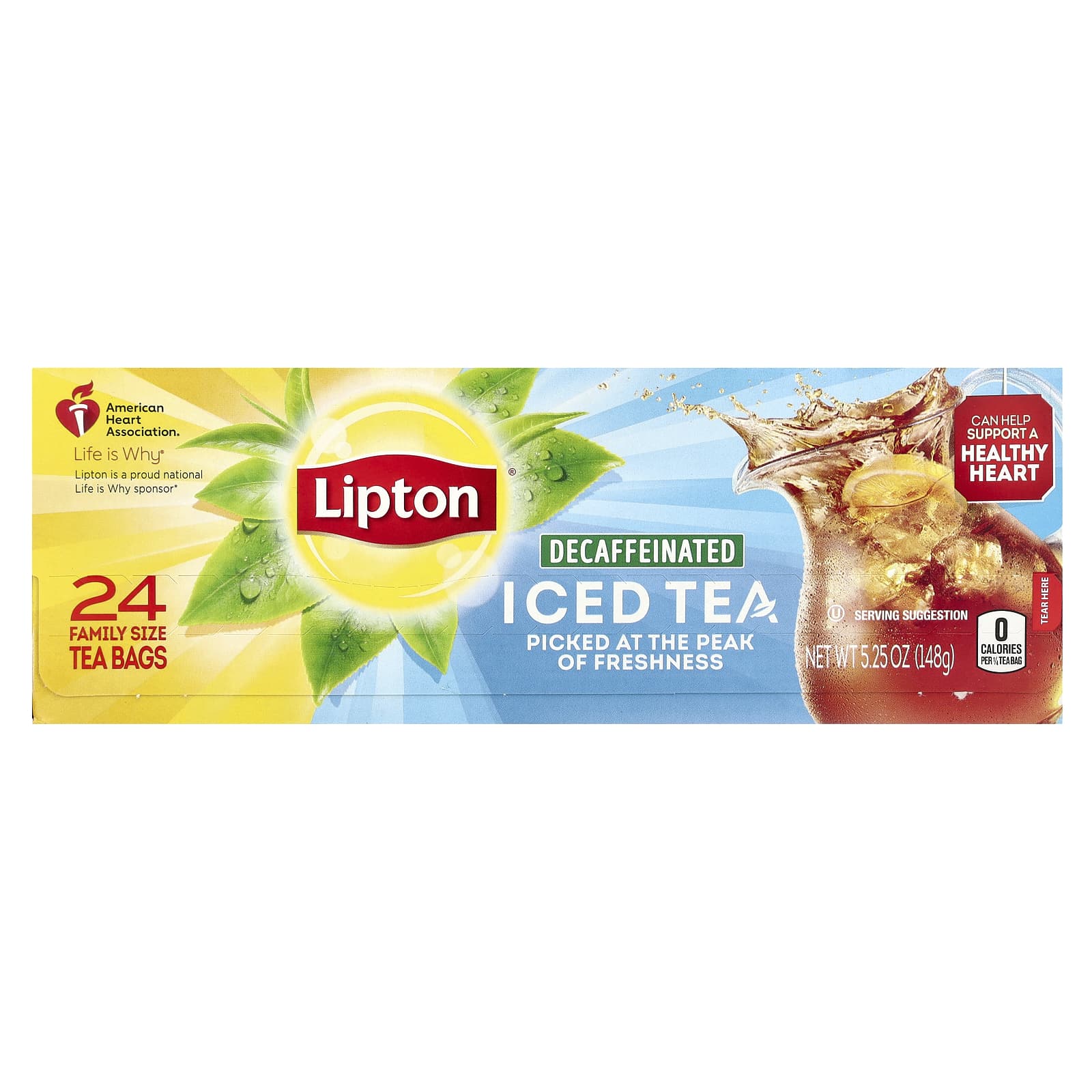 Lipton Холодный чай без кофеина 24 чайных пакетика для всей семьи 148 г 525 унции 1790₽
