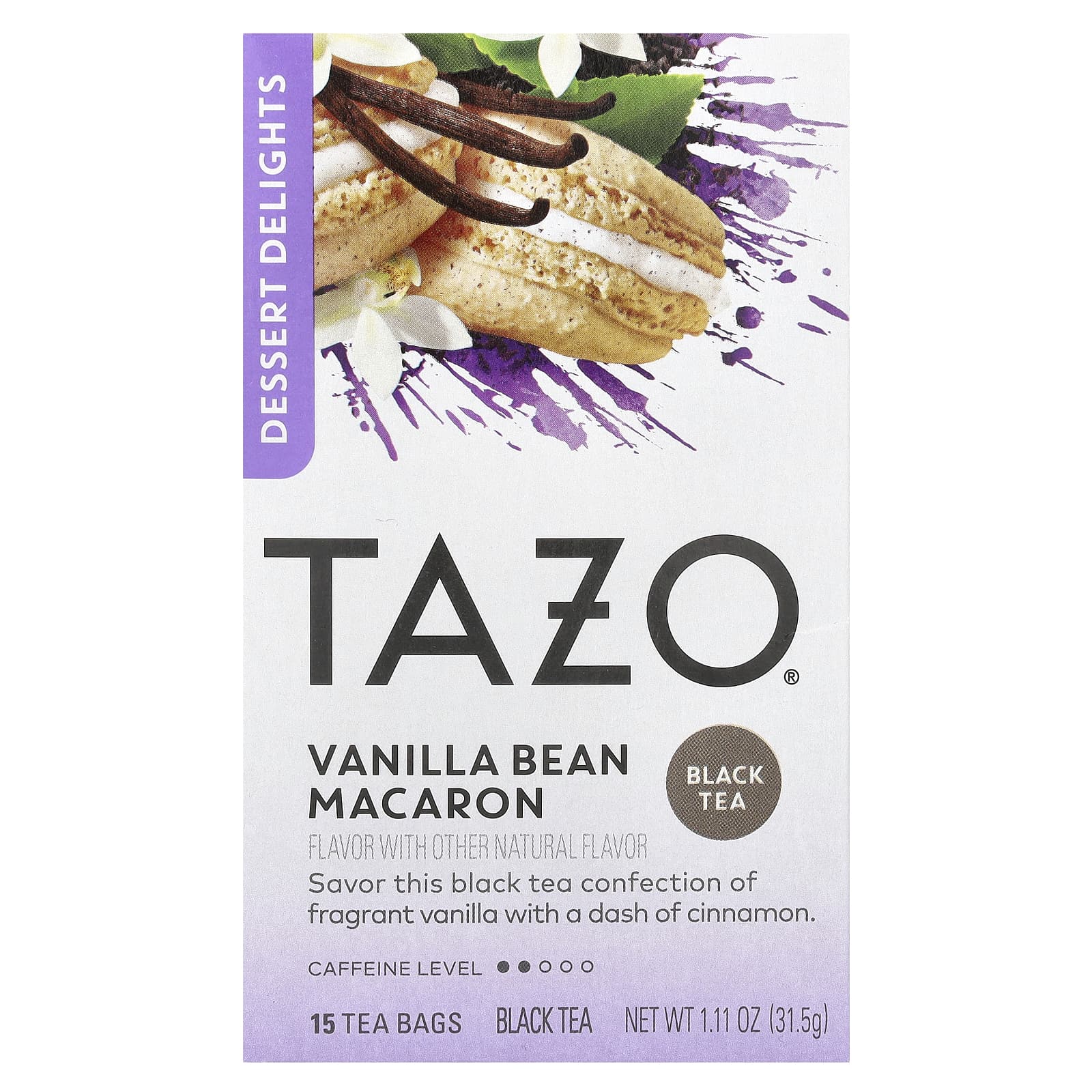 Tazo Teas Dessert Delights черный чай макарон с ванильными стручками 15 чайных пакетиков 315 г 111 унции 1590₽