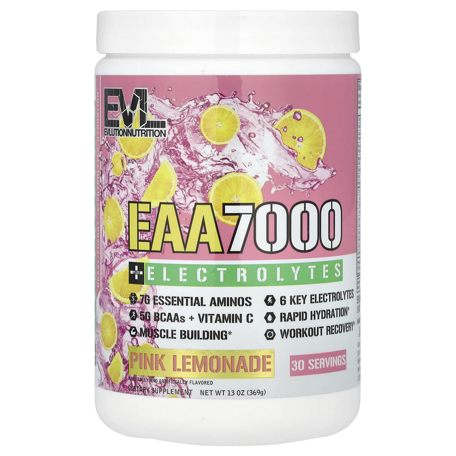 EVLution Nutrition EAA 7000 электролиты розовый лимонад 369 г 13 унций 3190₽