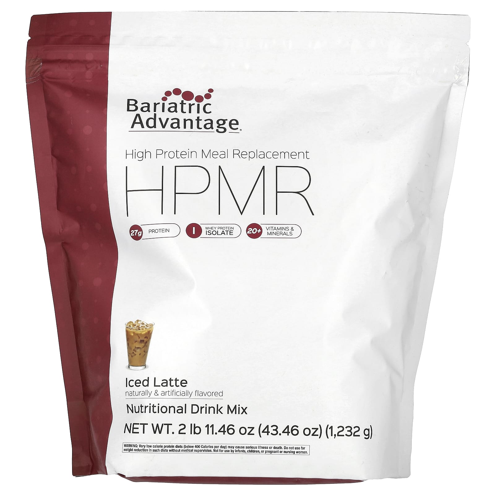 Bariatric Advantage HPMR заменитель пищи с высоким содержанием протеина латте со льдом 1232 г 2 фунта 1146 унции 15590₽