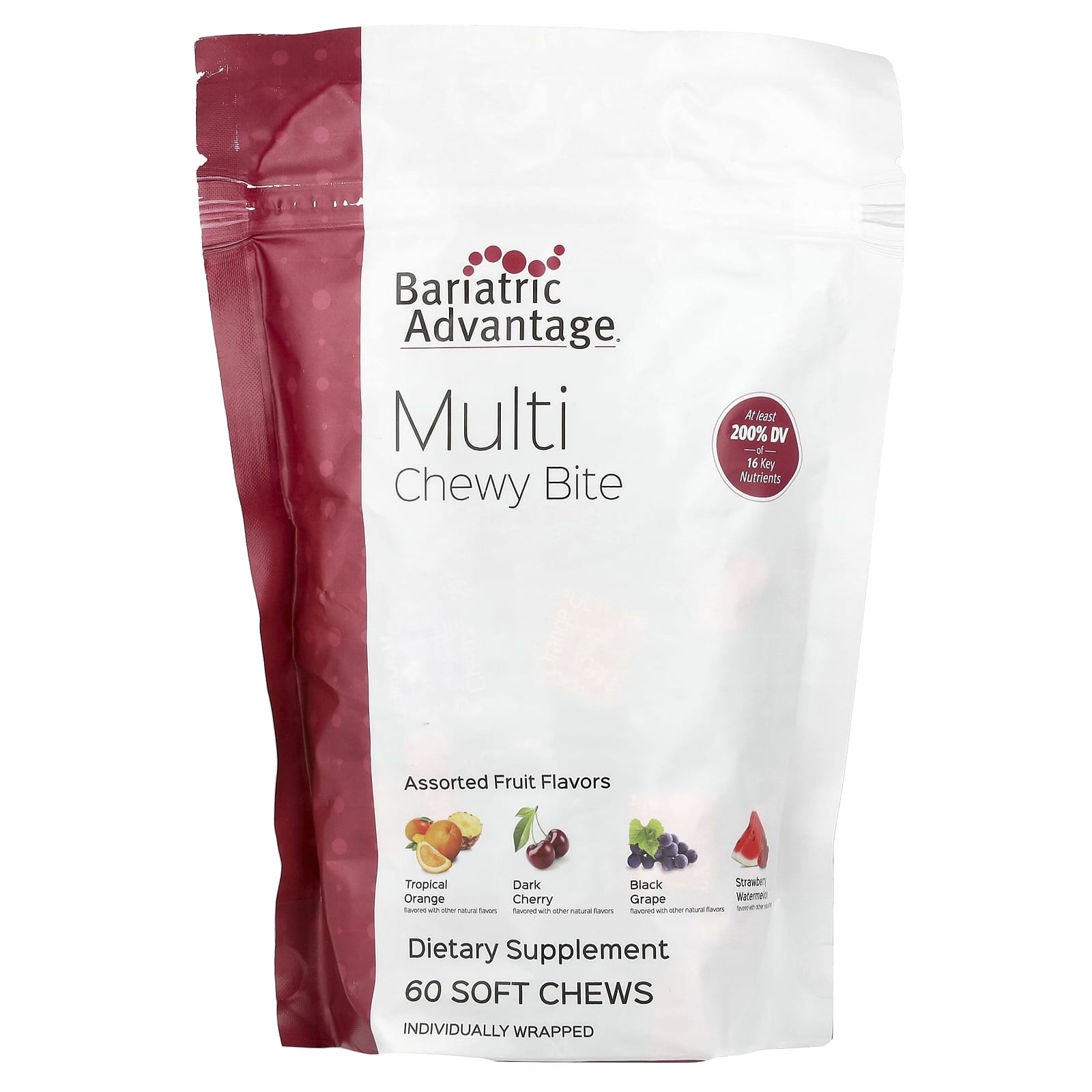 Bariatric Advantage Multi Chewy Bite фруктовое ассорти 60 жевательных таблеток 8290₽
