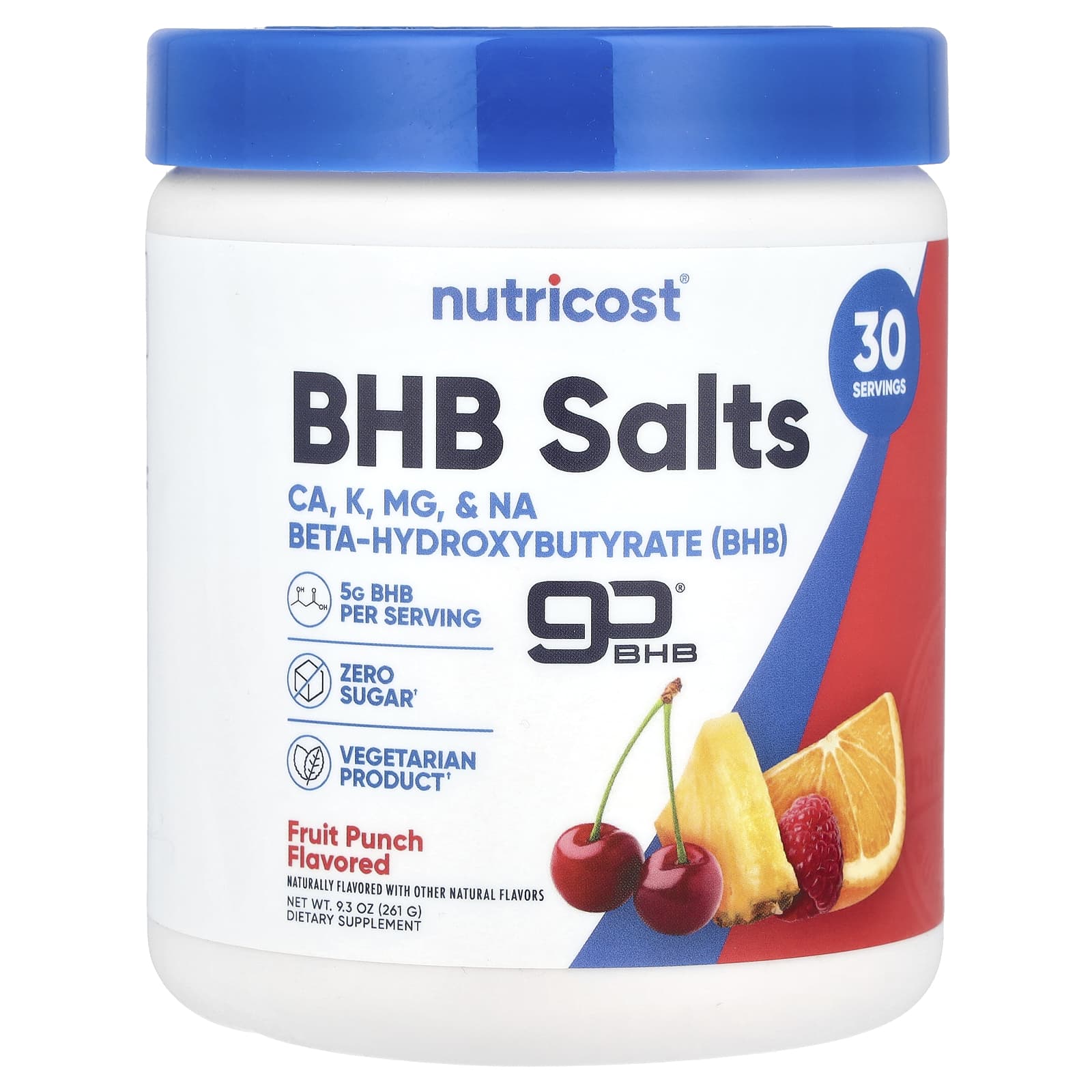 Nutricost BHB Salts goBHB фруктовый пунш 261 г 93 унции 6090₽