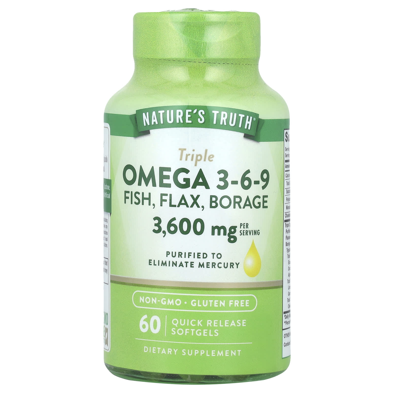 Natures Truth Triple Omega 3-6-9 рыба лен бурачник 60 капсул быстрого действия 2490₽