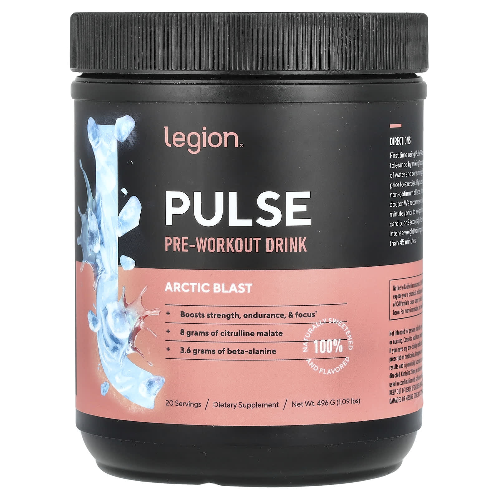 Legion Athletics Pulse предтренировочный напиток Arctic Blast 496 г 109 фунта 8590₽