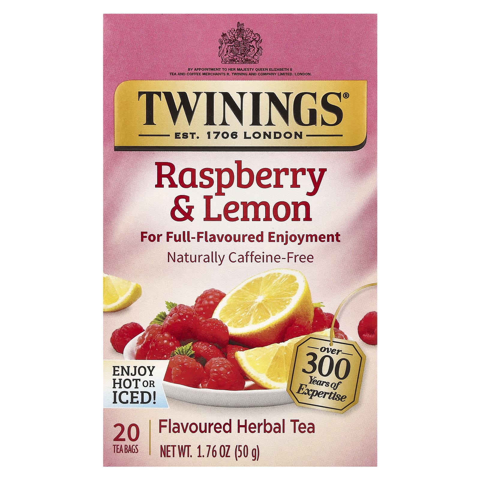 Twinings Травяной чай малина и лимон без кофеина 20 чайных пакетиков 50 г 176 унции 1590₽