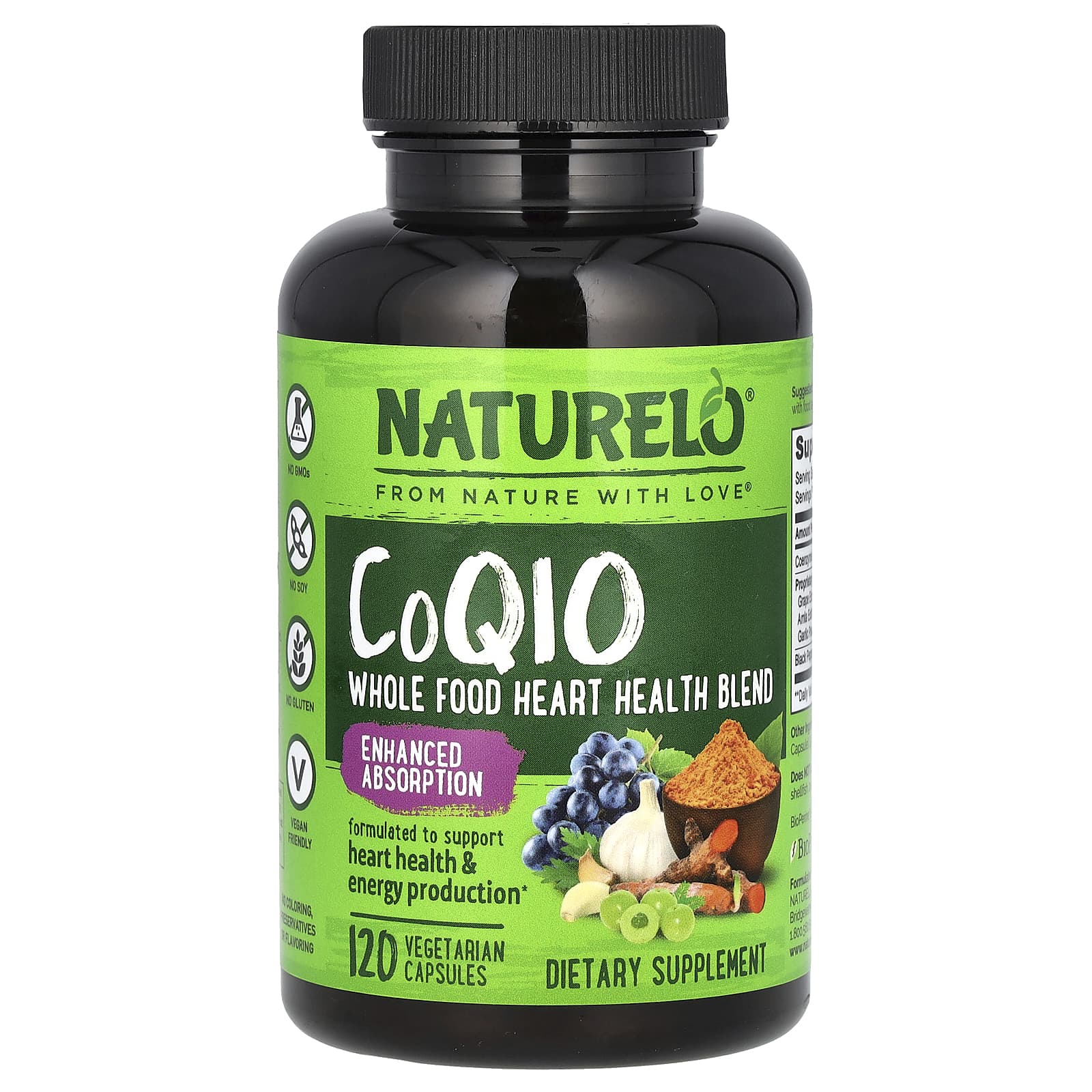 NATURELO CoQ10 смесь из цельных продуктов для здоровья сердца 120 вегетарианских капсул 7590₽