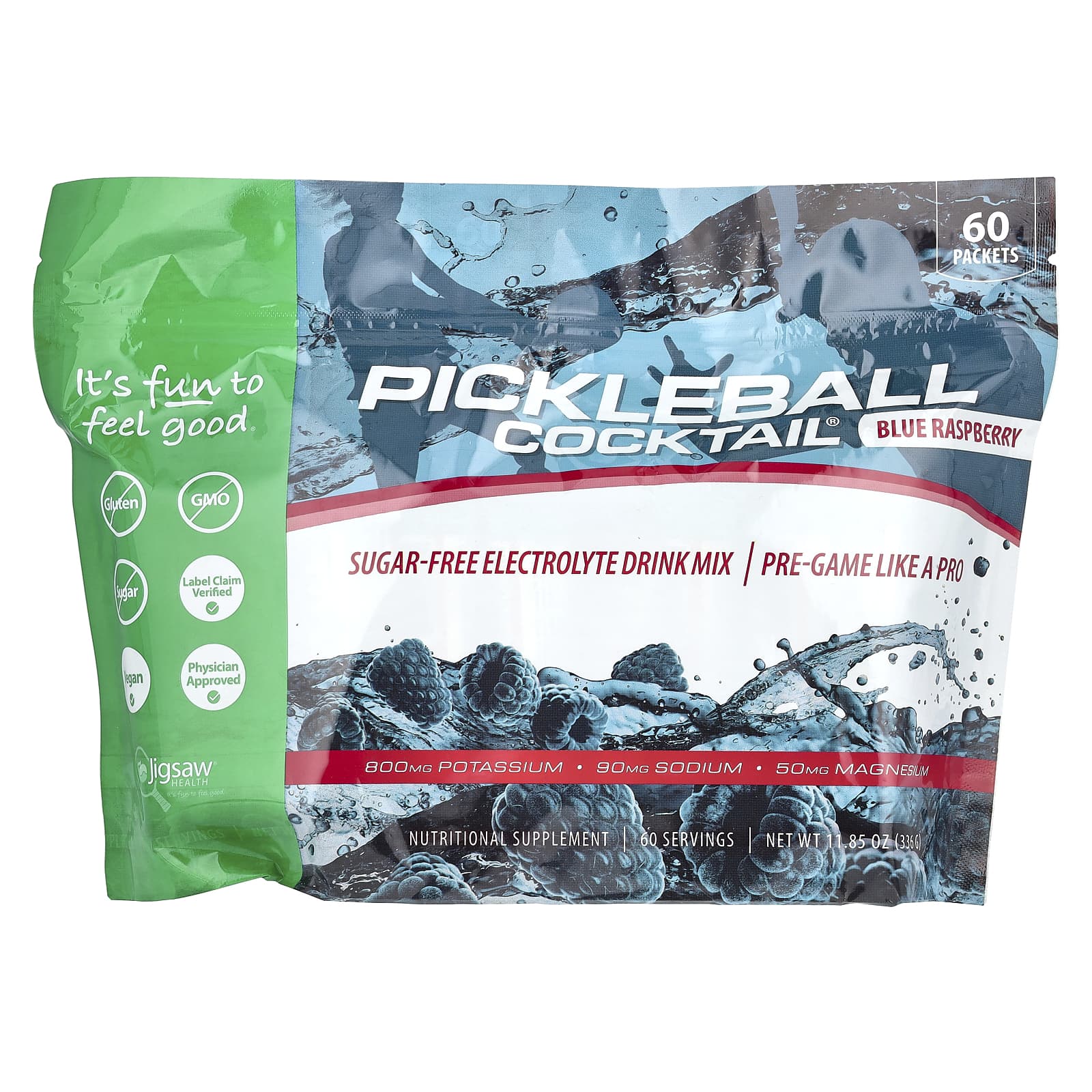 Jigsaw Health Pickleball Cocktail смесь для приготовления напитков с электролитами без сахара голубая малина 60 пакетиков по 56 г 9490₽