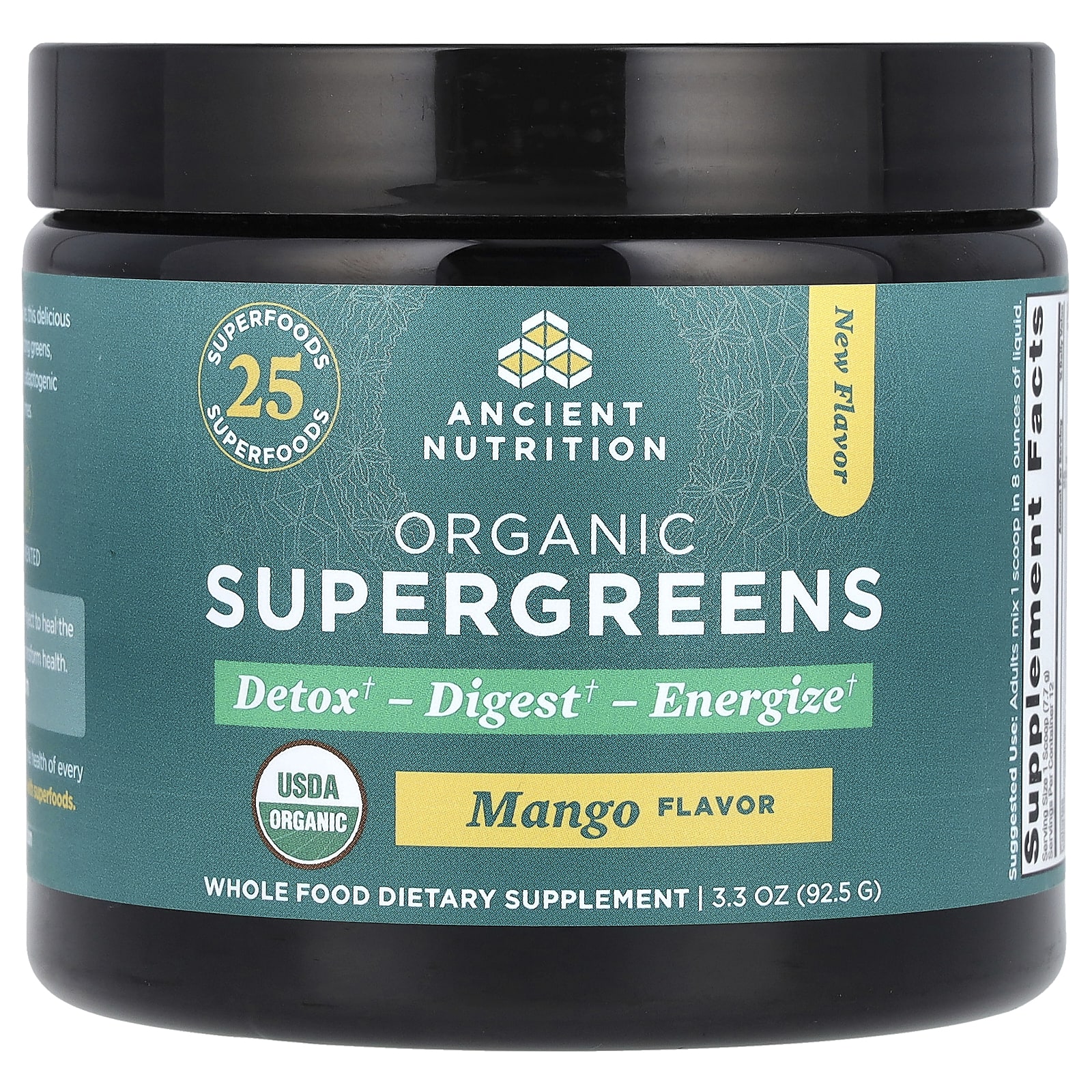 Ancient Nutrition Organic SuperGreens манго 925 г 33 унции 4690₽