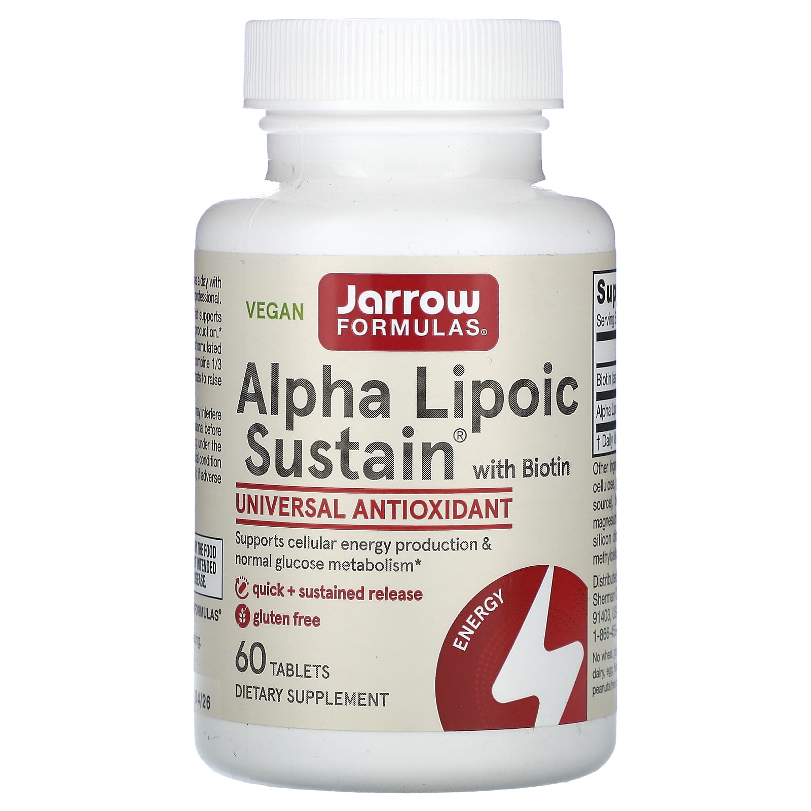 Jarrow Formulas Alpha Lipoic Sustain альфа-липоевая кислота с биотином 300 мг 60 таблеток 3990₽