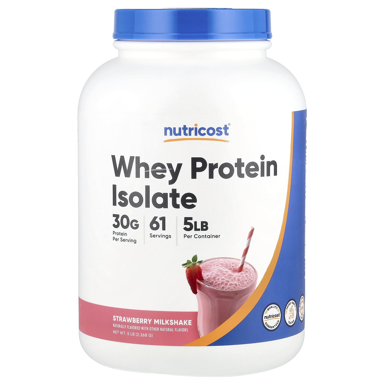 Nutricost Изолят сывороточного протеина клубничный молочный коктейль 2268 г 5 фунтов 14290₽