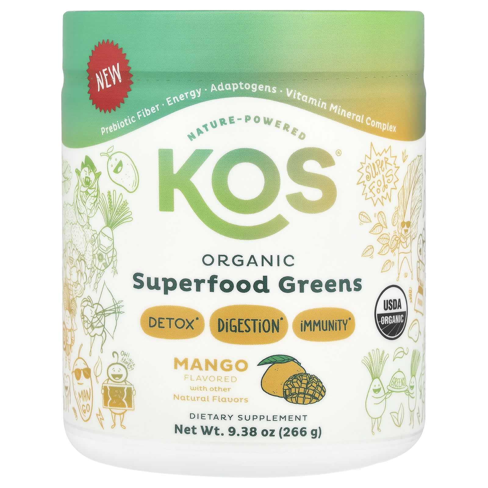 KOS Organic Superfood Greens манго 266 г 938 унции 5290₽