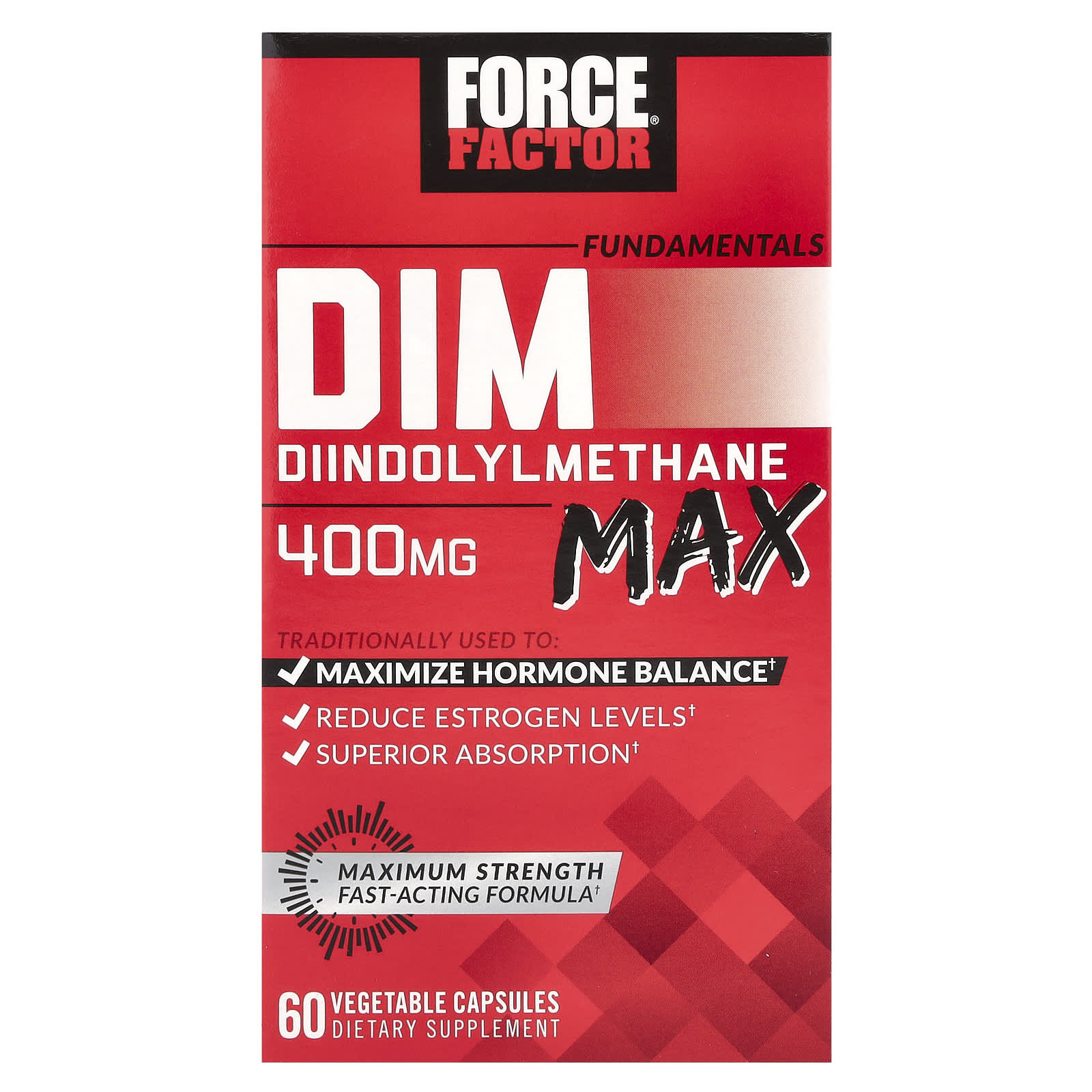 Force Factor Fundamentals DIM Max 400 мг 60 растительных капсул 200 мг на капсулу 3790₽