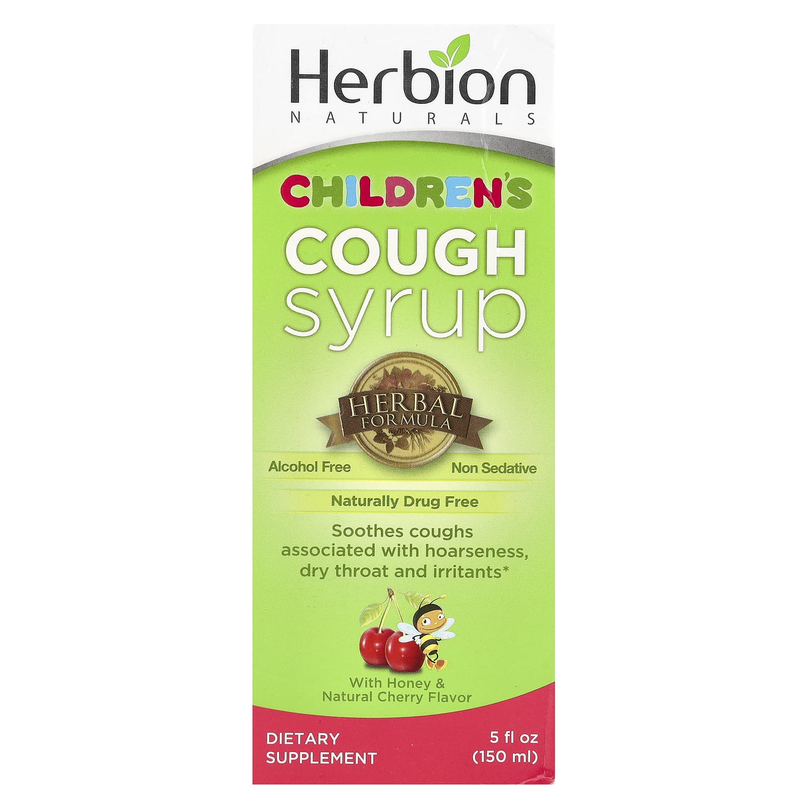 Herbion Naturals Детский сироп от кашля без спирта с медом и натуральной вишней 150 мл 5 жидк Унций 1890₽
