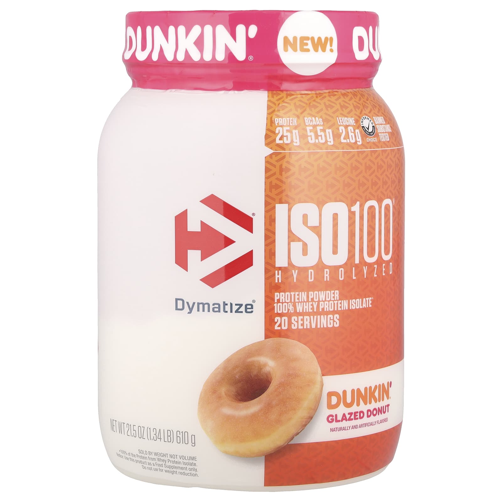 Dymatize ISO100 Hydrolyzed 100 изолят сывороточного протеина глазированный пончик Dunkin 610 г 134 фунта 6790₽