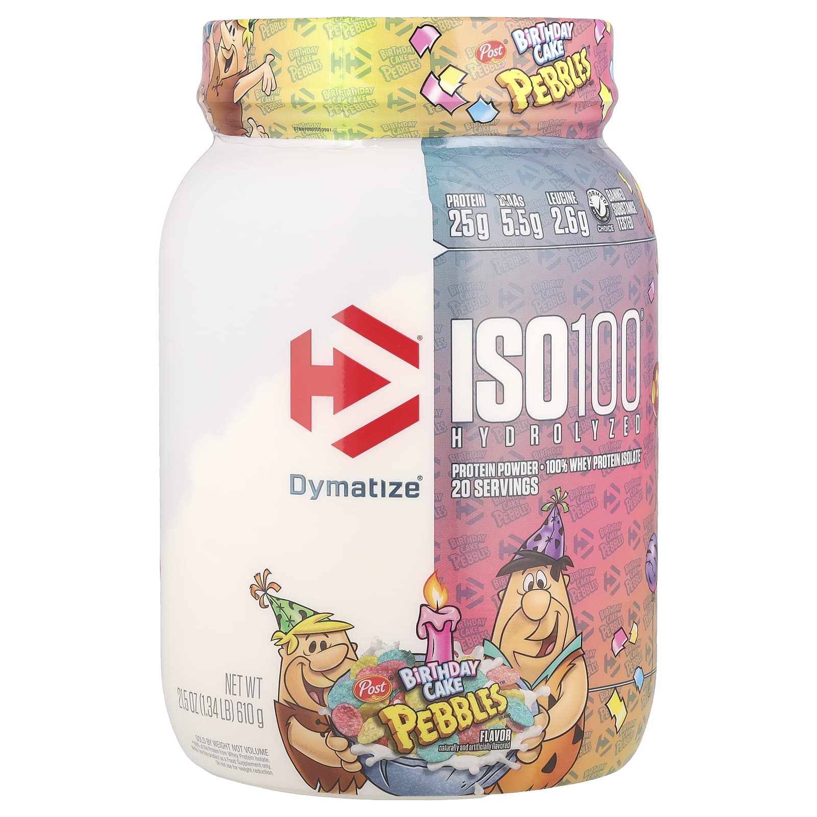 Dymatize ISO100 Hydrolyzed 100 изолят сывороточного протеина праздничный торт Pebbles 610 г 134 фунта 6190₽