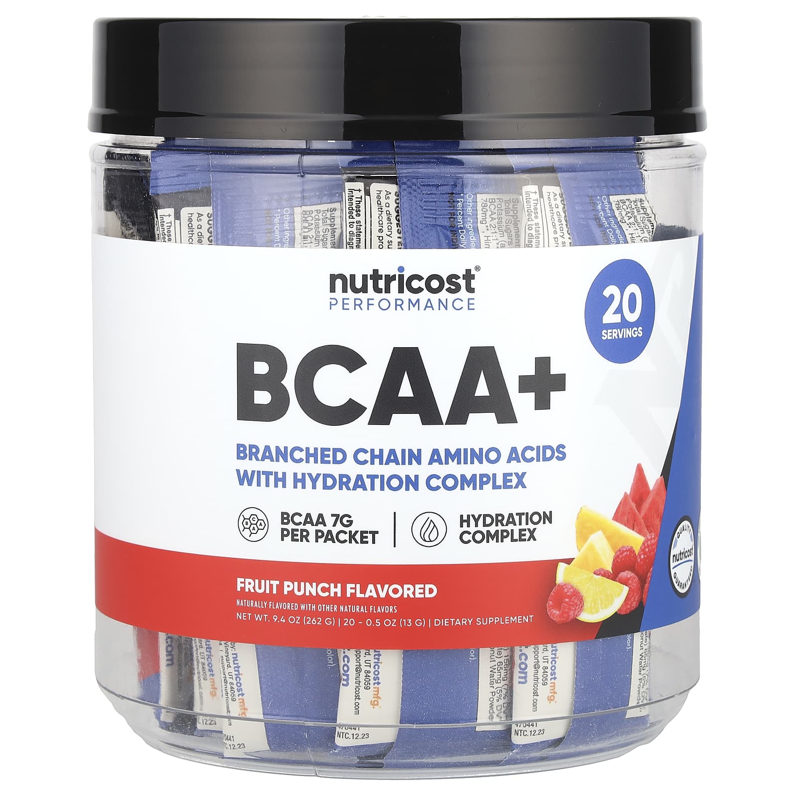 Nutricost Performance BCAA фруктовый пунш 20 пакетиков по 13 г 05 унции 4590₽