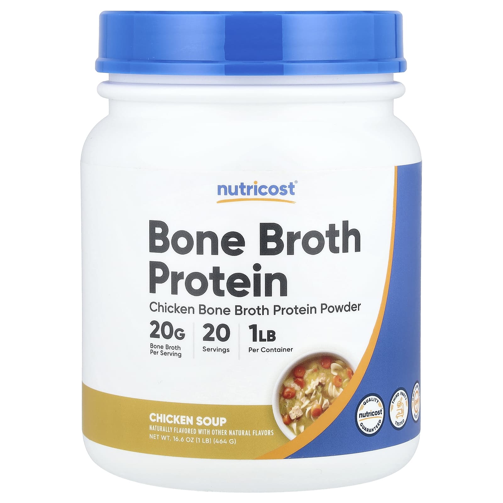 Nutricost Протеиновый порошок Bone Broth куриный суп 464 г 1 фунт 5690₽