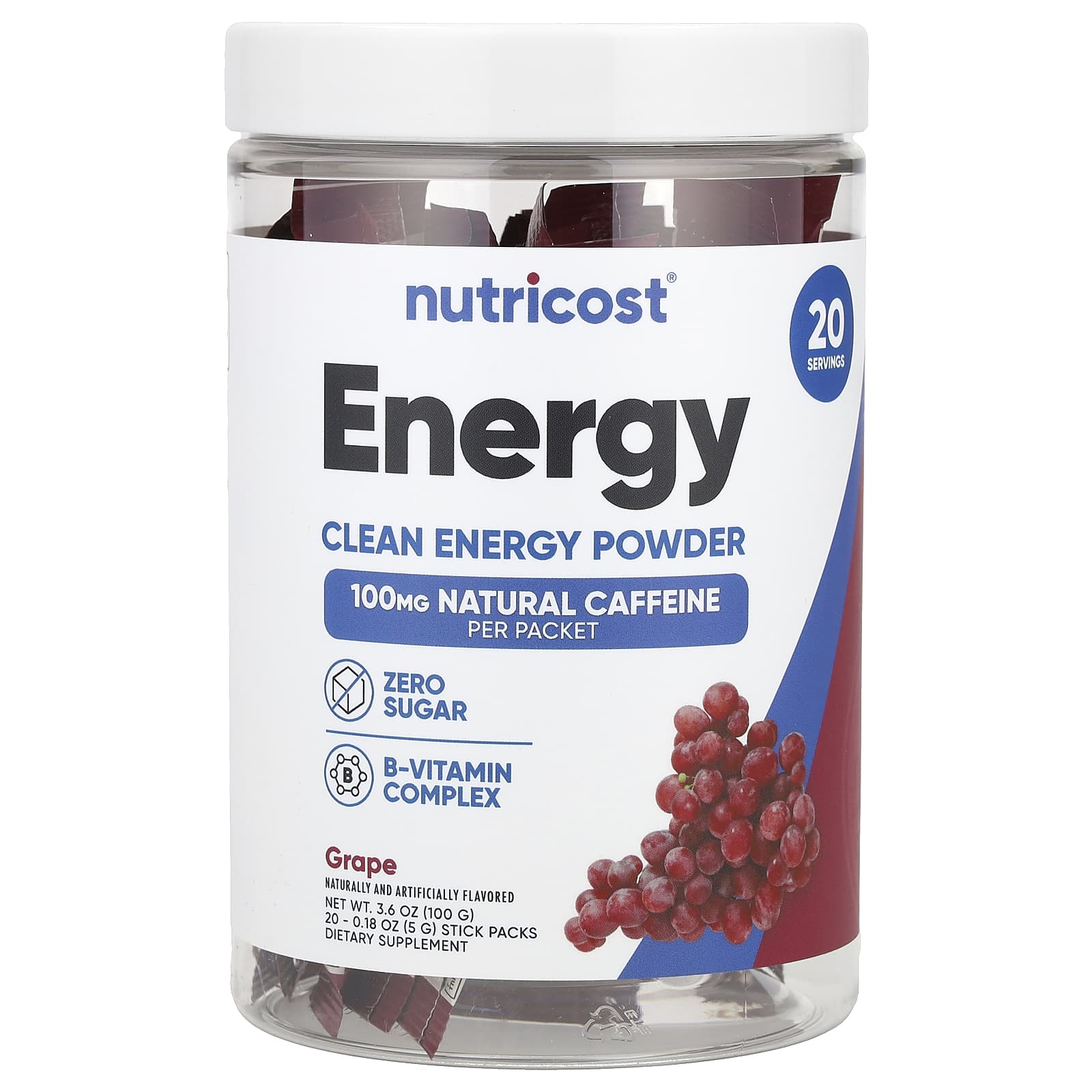 Nutricost Energy Clean Energy порошок виноград 20 пакетиков по 5 г 018 унции 4590₽