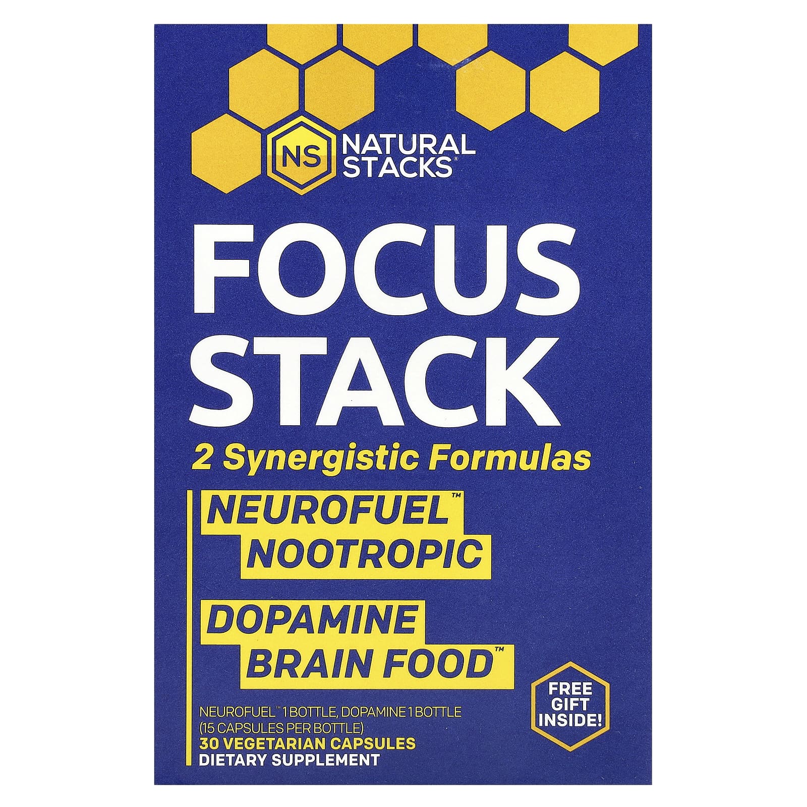 Natural Stacks Focus Stack 2 бутылки 15 вегетарианских капсул в каждой 2690₽