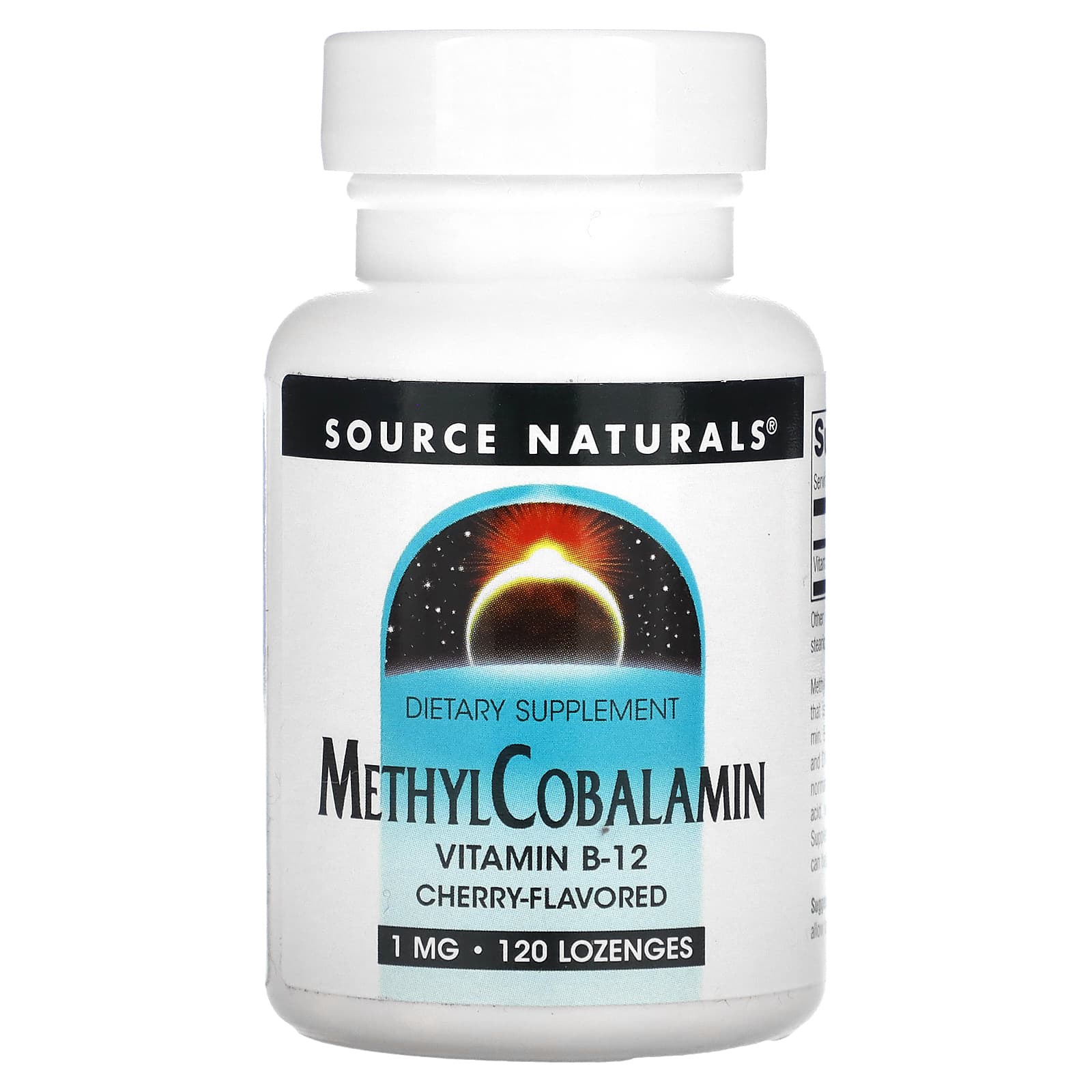 Source Naturals витамин B12 в виде метилкобаламина со вкусом вишни 1 мг 120 леденцов 2790₽